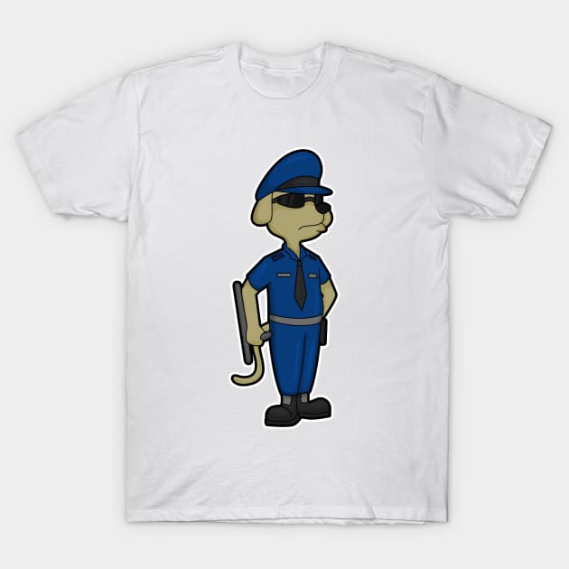 Dog as Police officer with Baton & Sunglasses T-Shirt by Markus Schnabel